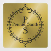 パーソナライズされた金ゴールドカスタムビニールモノグラムシール ラベル (デザイン1)