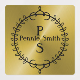 パーソナライズされた金ゴールドカスタムビニールモノグラムシール ラベル