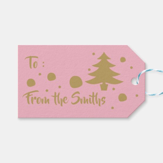 パーソナライズされた金ゴールドクリスマスギフトタグ ギフトタグ (正面(横))