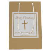 パーソナライズされた金ゴールドクロスベビー《キリスト教》洗礼式や命名式バプテスマ ミディアムペーパーバッグ (裏面)