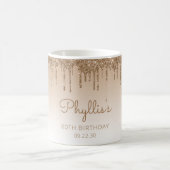 パーソナライズされた金ゴールドグリッタードリップ80誕生日 コーヒーマグカップ (中央)