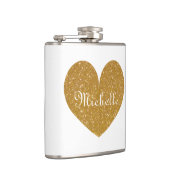 パーソナライズされた金ゴールドグリッターハート付きドリンクフラスコ フラスク (右)