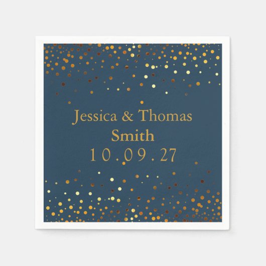 パーソナライズされた金ゴールドグリッターフェイク箔 スタンダードカクテルナプキン (正面)