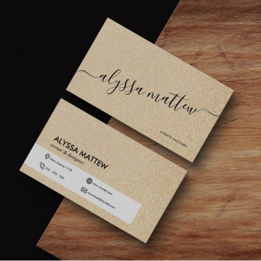 パーソナライズされた金ゴールドグリッター光沢トレンディーモダン 名刺