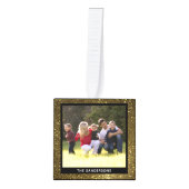 パーソナライズされた金ゴールドグリッター写真クリスマス キューブオーナメント (正面)