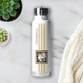 パーソナライズされた金ゴールドグリッター白黒氷スケートで滑る ウォーターボトル