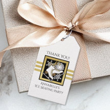 パーソナライズされた金ゴールドグリッター白黒氷スケートで滑る