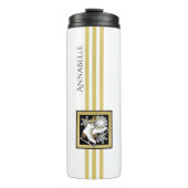 パーソナライズされた金ゴールドグリッター白黒氷スケートで滑る タンブラー (正面)