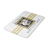 パーソナライズされた金ゴールドグリッター白黒氷スケートで滑る バスマット (アングル)