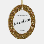 パーソナライズされた金ゴールドグリッター第17誕生日 セラミックオーナメント (右)