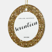 パーソナライズされた金ゴールドグリッター第17誕生日 セラミックオーナメント (左)