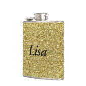 パーソナライズされた金ゴールドグリッター フラスク (左)