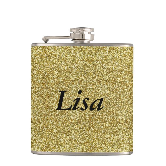 パーソナライズされた金ゴールドグリッター フラスク (正面)