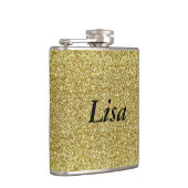 パーソナライズされた金ゴールドグリッター フラスク (右)
