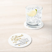 パーソナライズされた金ゴールドサンキュー結婚式の引き出物 ラウンドペーパーコースター (インサイチュ)