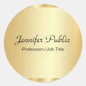 パーソナライズされた金ゴールドスエレガントクリプトGlamorテンプレート ラウンドシール (正面)
