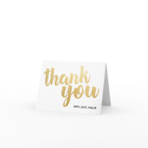 パーソナライズされた金ゴールドスクリプカスタムトサンキューカード