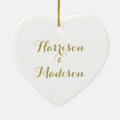 パーソナライズされた金ゴールドスクリプ結婚ト名 セラミックオーナメント (裏面)