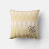パーソナライズされた金ゴールドストライプキュートベビーコアラベア クッション (裏面)
