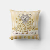 パーソナライズされた金ゴールドストライプキュートベビーコアラベア クッション (正面)