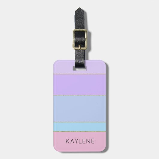 パーソナライズされた金ゴールドトリムカラーストライプラゲッジタグ ラゲッジタグ (正面縦)