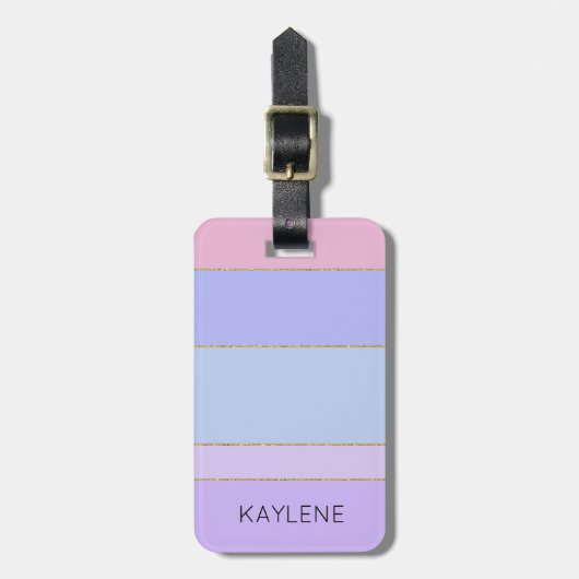 パーソナライズされた金ゴールドトリムカラーストライプラゲッジタグ ラゲッジタグ (正面縦)