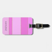 パーソナライズされた金ゴールドトリムピンクストライプの荷物札 ラゲッジタグ (正面横)