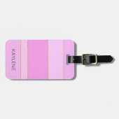 パーソナライズされた金ゴールドトリムピンクストライプの荷物札 ラゲッジタグ (正面横)