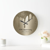 パーソナライズされた金ゴールドドライブ50結婚周年 ラージ壁時計 (ホーム)