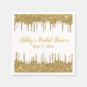 パーソナライズされた金ゴールドドリップブライダルシャワーカスタムパーティー スタンダードカクテルナプキン (正面)