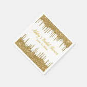 パーソナライズされた金ゴールドドリップブライダルシャワーカスタムパーティー スタンダードカクテルナプキン (角)