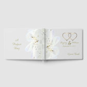 パーソナライズされた金ゴールドハートパール結婚ズ ゲストブック (全面)