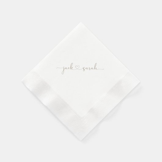 パーソナライズされた金ゴールドハート結婚名 縁ありカクテルナプキン (角)