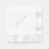 パーソナライズされた金ゴールドハート結婚名 縁ありカクテルナプキン (正面)