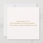 パーソナライズされた金ゴールドハート50結婚周年記念 カード (裏面)