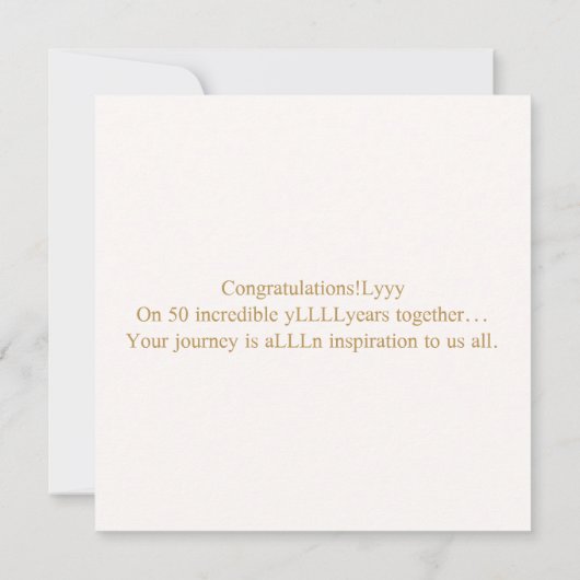 パーソナライズされた金ゴールドハート50結婚周年記念 カード (裏面)