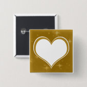 パーソナライズされた金ゴールドハート 缶バッジ (正面&裏面)