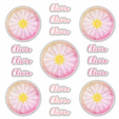 パーソナライズされた金ゴールドピンク抽象芸術フラワービニル シール (正面)