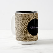 パーソナライズされた金ゴールドファンキーペイズリーパターンMAG ツートーンマグカップ (正面左)