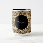 パーソナライズされた金ゴールドファンキーペイズリーパターンMAG ツートーンマグカップ (中央)