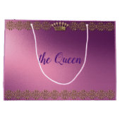 パーソナライズされた金ゴールドフェイクグリッター冠 ラージペーパーバッグ (裏面)