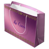 パーソナライズされた金ゴールドフェイクグリッター冠 ラージペーパーバッグ (裏面アングル)