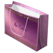 パーソナライズされた金ゴールドフェイクグリッター冠 ラージペーパーバッグ (正面アングル)