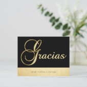 パーソナライズされた金ゴールドブエレガントラック大事な行事グラシアス ポストカード (スタンド正面)