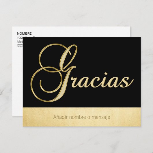 パーソナライズされた金ゴールドブエレガントラック大事な行事グラシアス ポストカード (正面/裏面)