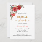 パーソナライズされた金ゴールドブライダルシャワーフローラバラ 招待状 (正面)