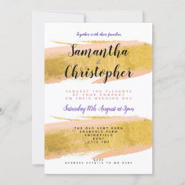 パーソナライズされた金ゴールドブラシ結婚式招待状 招待状
