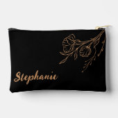 パーソナライズされた金ゴールドブラックスクリプト名メイクアップバッグ アクセサリーポーチ (裏面)