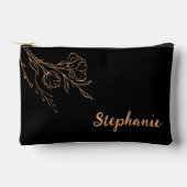 パーソナライズされた金ゴールドブラックスクリプト名メイクアップバッグ アクセサリーポーチ (正面)