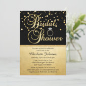 パーソナライズされた金ゴールドブラックダイヤモンドリングや輪ブライダルシャワー 招待状 (スタンド正面)